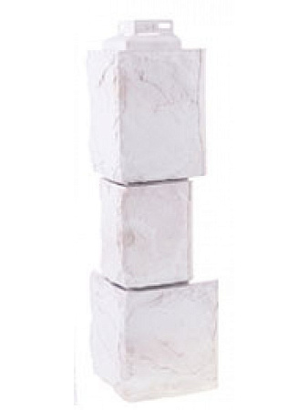 Угол наружный Фасайдинг Дачный Камень крупный Белый